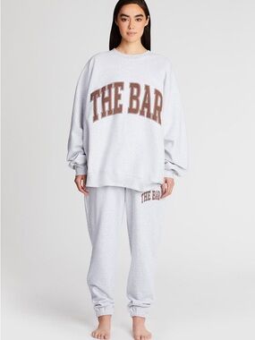 The Bar Light Gray Sweatpants with Brown Logo
